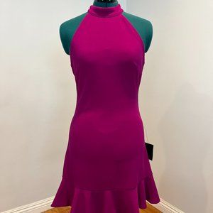Lulu's All About Dancing Magenta Halter Ruffled Mini Dress NEW WITH TAGS